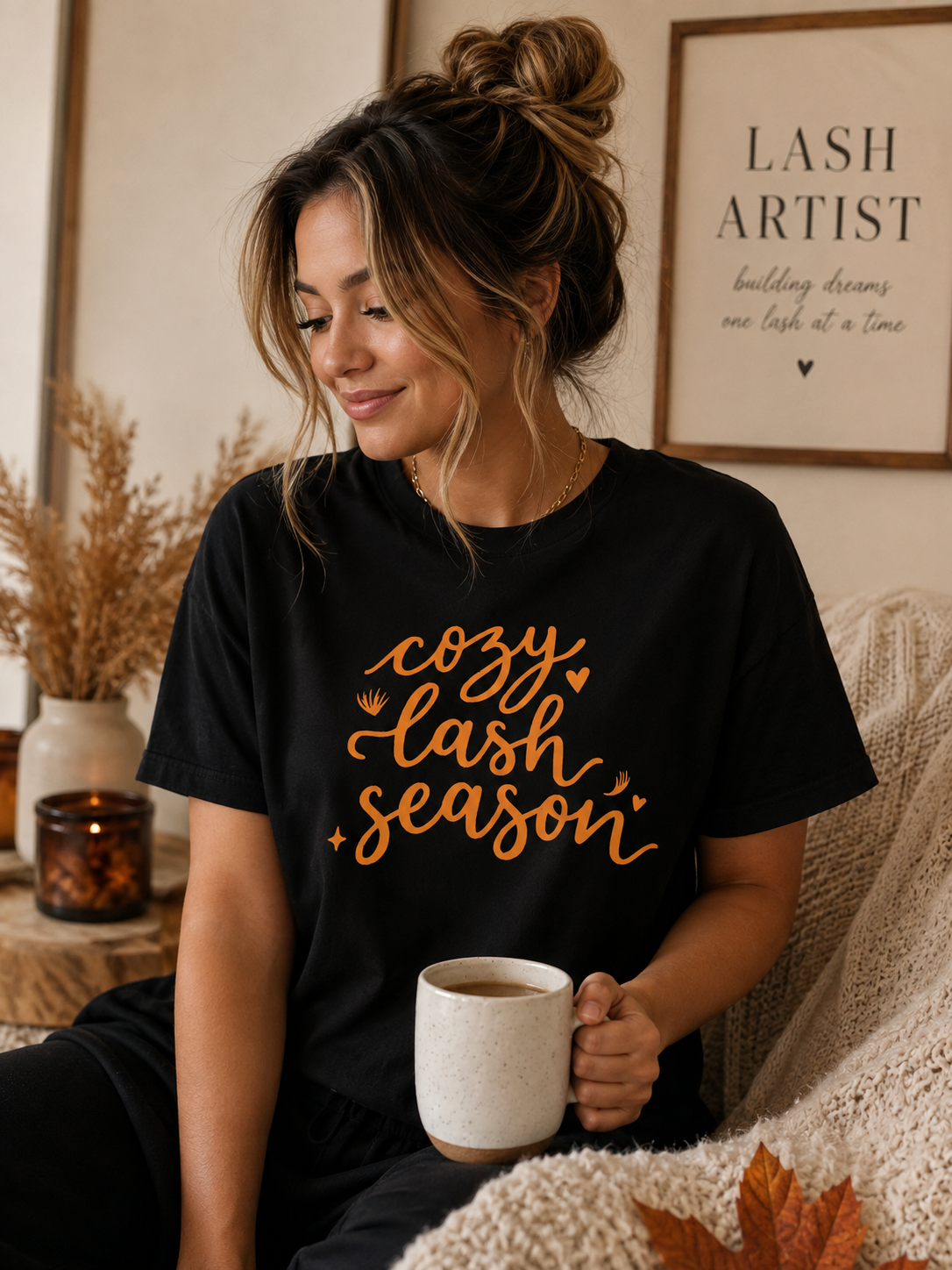Cozy Lash Season T-Shirt | Fall Lash Artist Shirt | Lash Tech Tee | Autumn Beauty Professional Shirt
