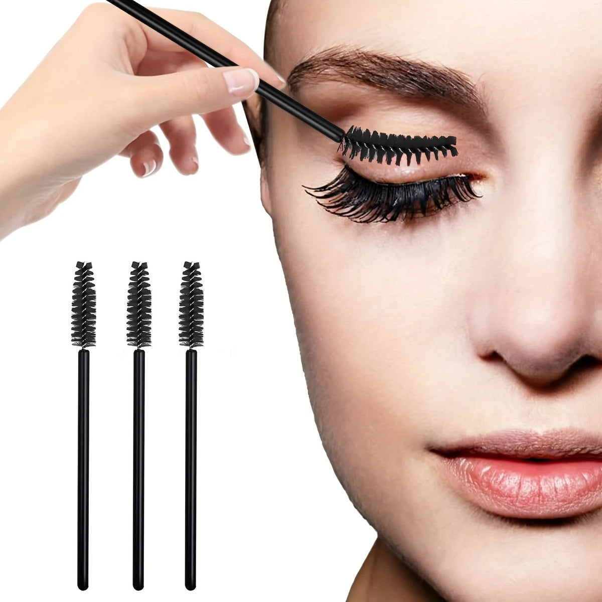 100PCS Adjustable Lash Brushes - Latex-Free Spoolie Wands for Extensions & Brows, Hypoallergenic (Salon & Home)