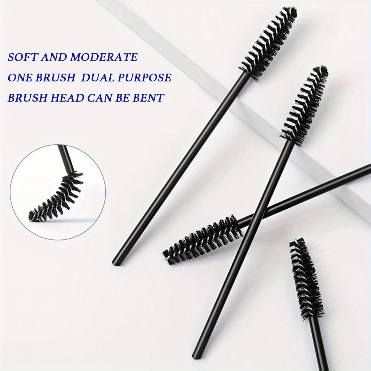 100PCS Adjustable Lash Brushes - Latex-Free Spoolie Wands for Extensions & Brows, Hypoallergenic (Salon & Home)
