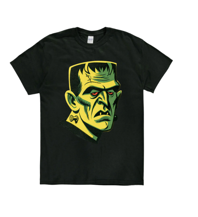 Frankenstein Vintage Horror T-Shirt | Retro Monster Graphic Tee | Halloween Shirt | Gildan Heavy Cotton