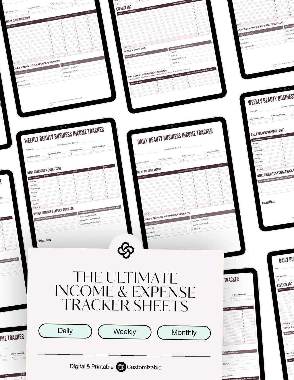Daily and weekly financial tracker worksheet bundle