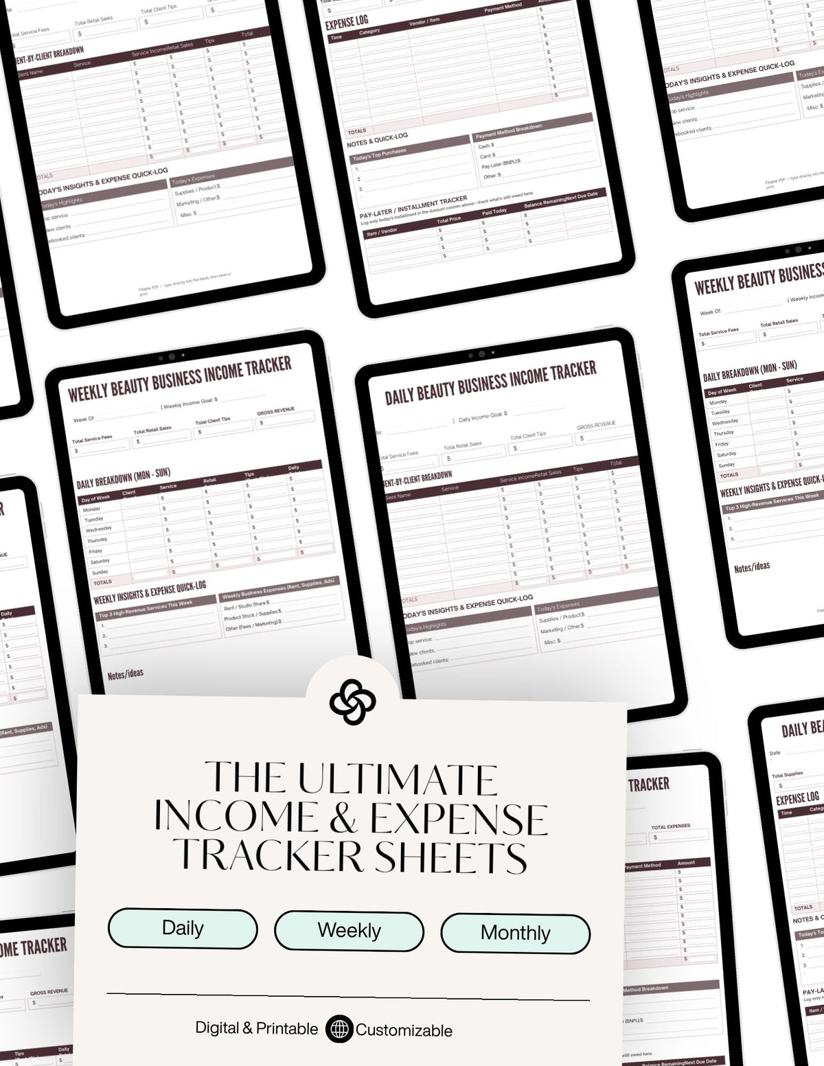 Daily and weekly financial tracker worksheet bundle