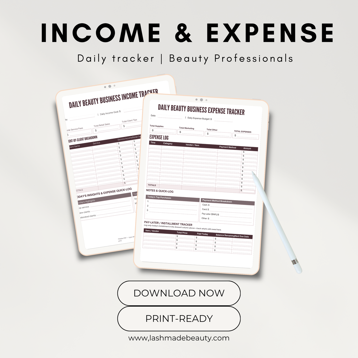 Daily and weekly financial tracker worksheet bundle